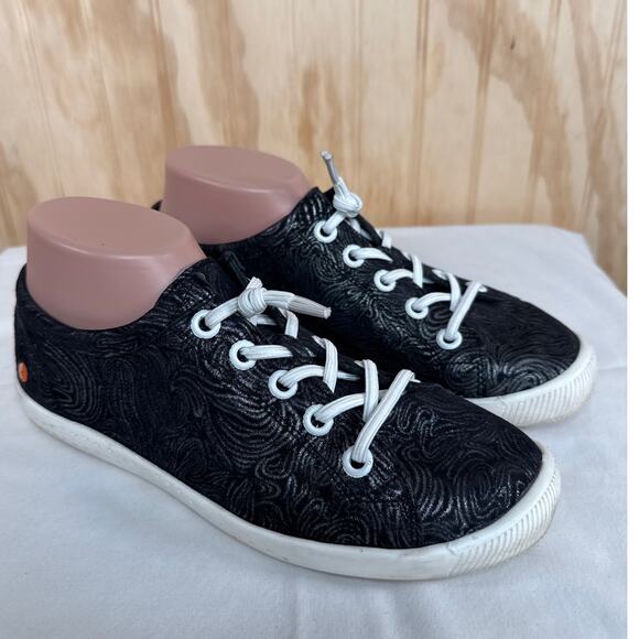 Softinos Isla Low Soft Black Textured Leather Women Sneakers Size EU 40/US 10 - Picture 7 of 8